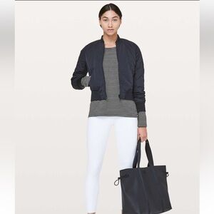 Lululemon Emerald Long Sleeve Stripe Heathered Black White Pima Cotton *flaw 8